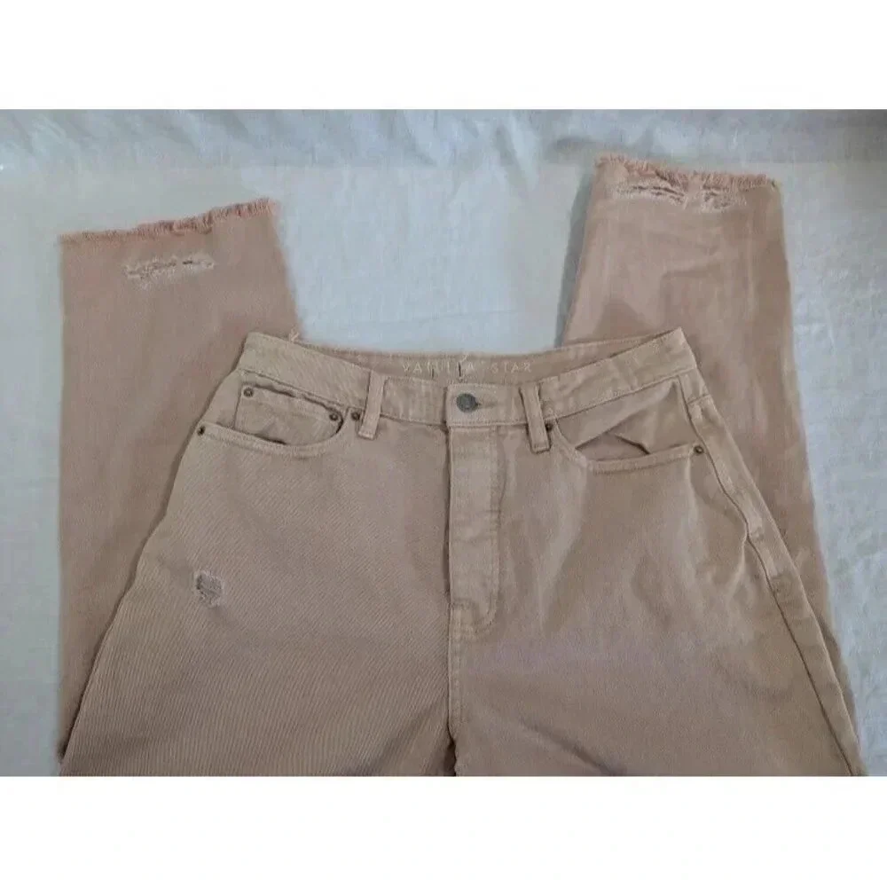 Vanilla Star Womens Jeans 90s Boyfriend Distressed Button Fly Size 11 Peachy
